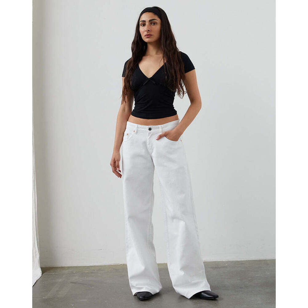 Motel Rocks Low Rise Roomy Jeans in True White Size W24 L32W24 L32